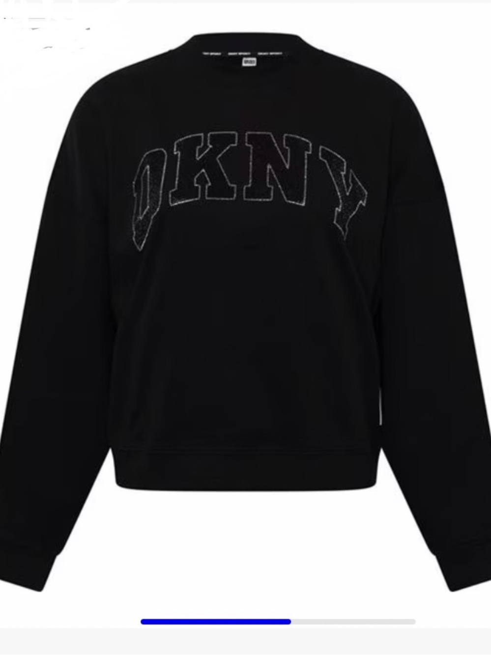 DKNY Black Crewneck Rhinestone Sweatshirt DKNY Logo Small